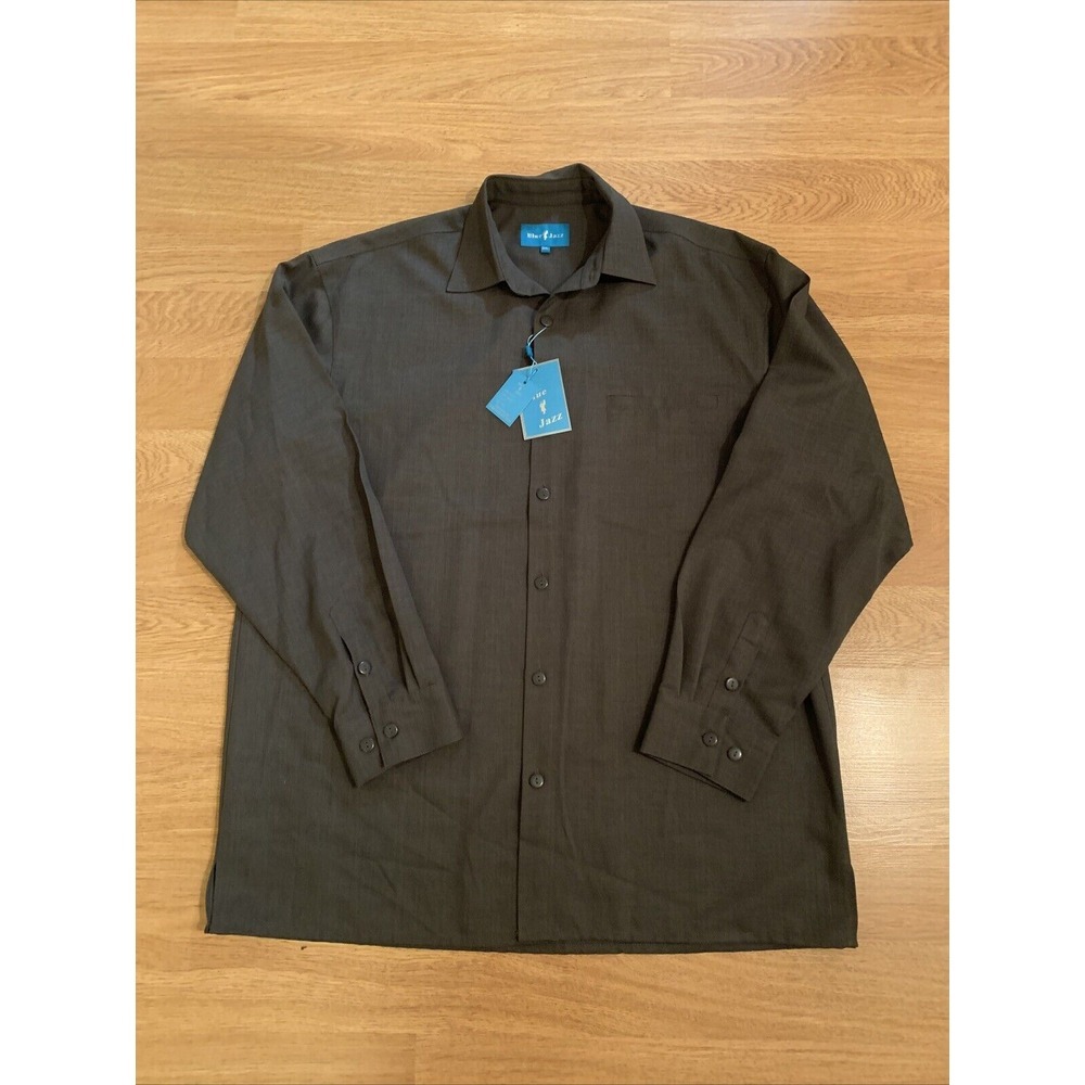 Blue Jazz Men's Shirt Gray 3XL Long Sleeve Button Up Shirt Designed In Italy NWT